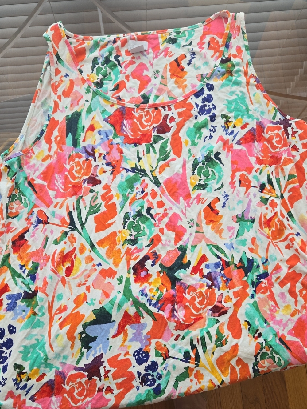 Chico's Bright Multicolor Floral Tank Top